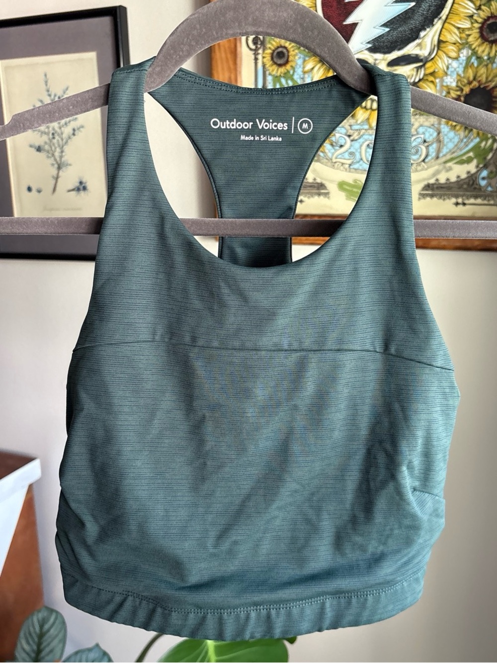 Outdoor Voices Deep Green High-Neck Racerback Sports Bra